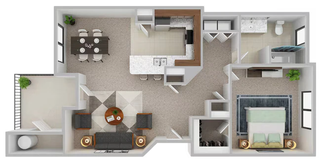 Sunrise - 1x1 D101 floor plan